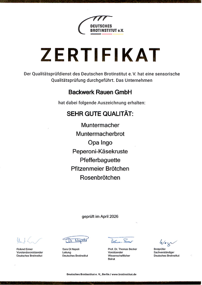 Auszeichnung des Deutschen Brotinstituts